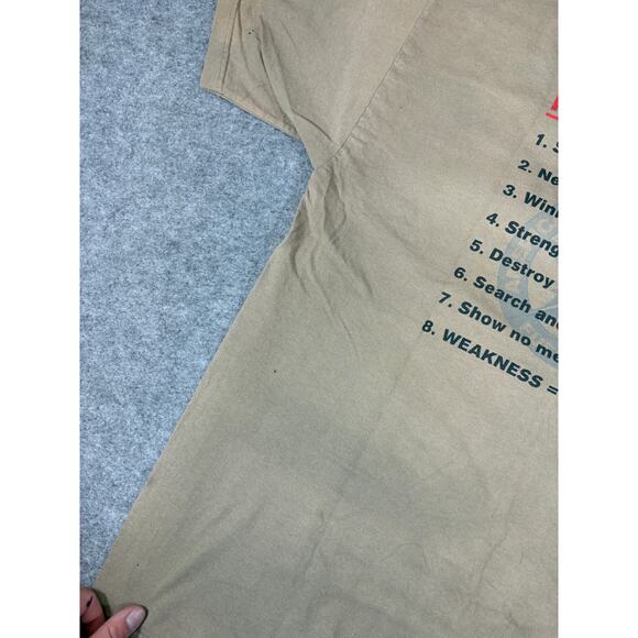 VINTAGE 90s Soldier Movie Shirt Mens XL Brown Graphic Murina USA Short Sleeve - Picture 7 of 10